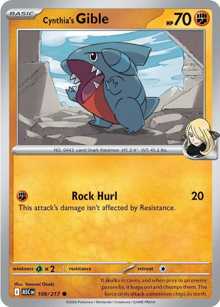 Cynthia's Gible 109  - Reverse Holofoil ME Ascended Heroes - Common