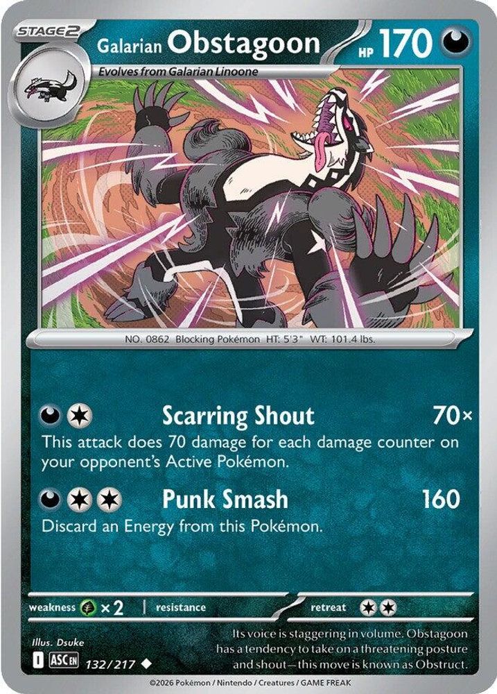 Galarian Obstagoon 132/217  - Reverse Holofoil ME Ascended Heroes - Uncommon