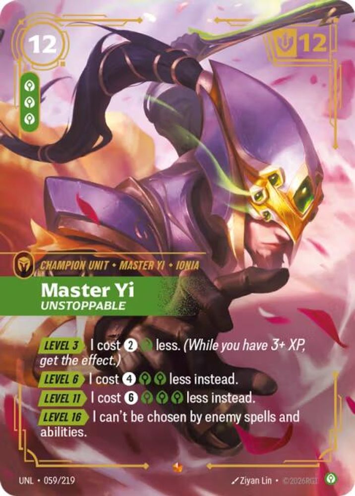 Master Yi - Unstoppable (059/219) - [Unleashed Foil] (Riftbound TCG)