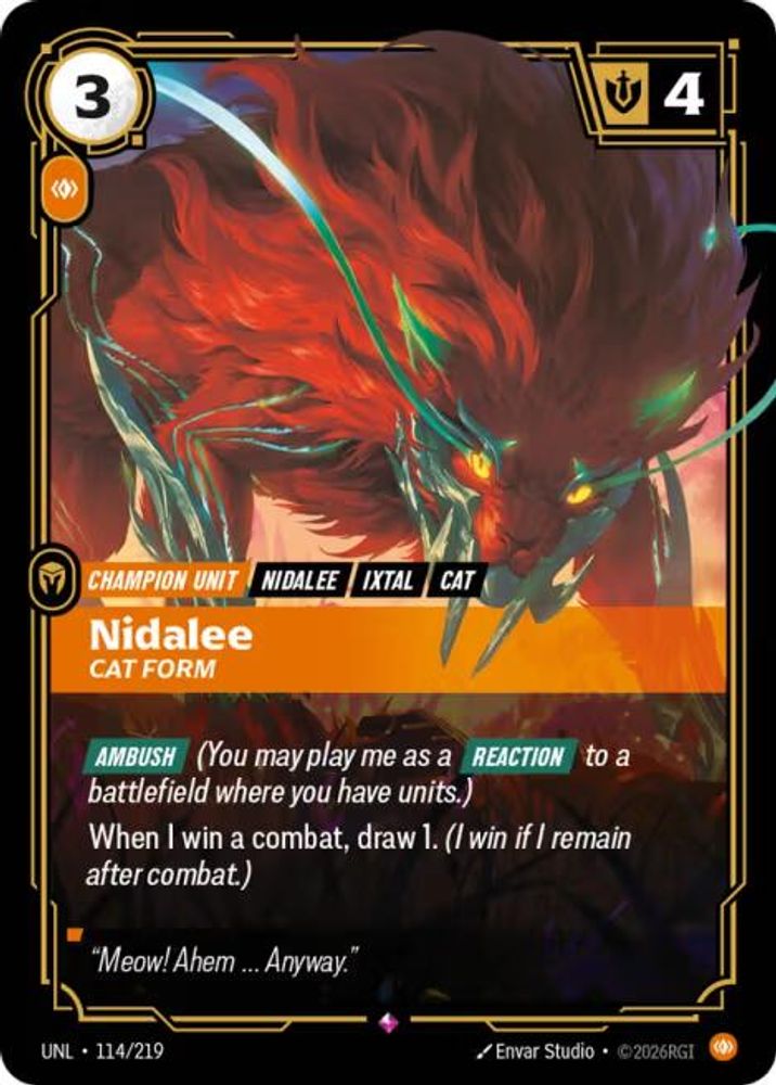 Nidalee - Cat Form (114/219) - [Unleashed Foil] (Riftbound TCG)