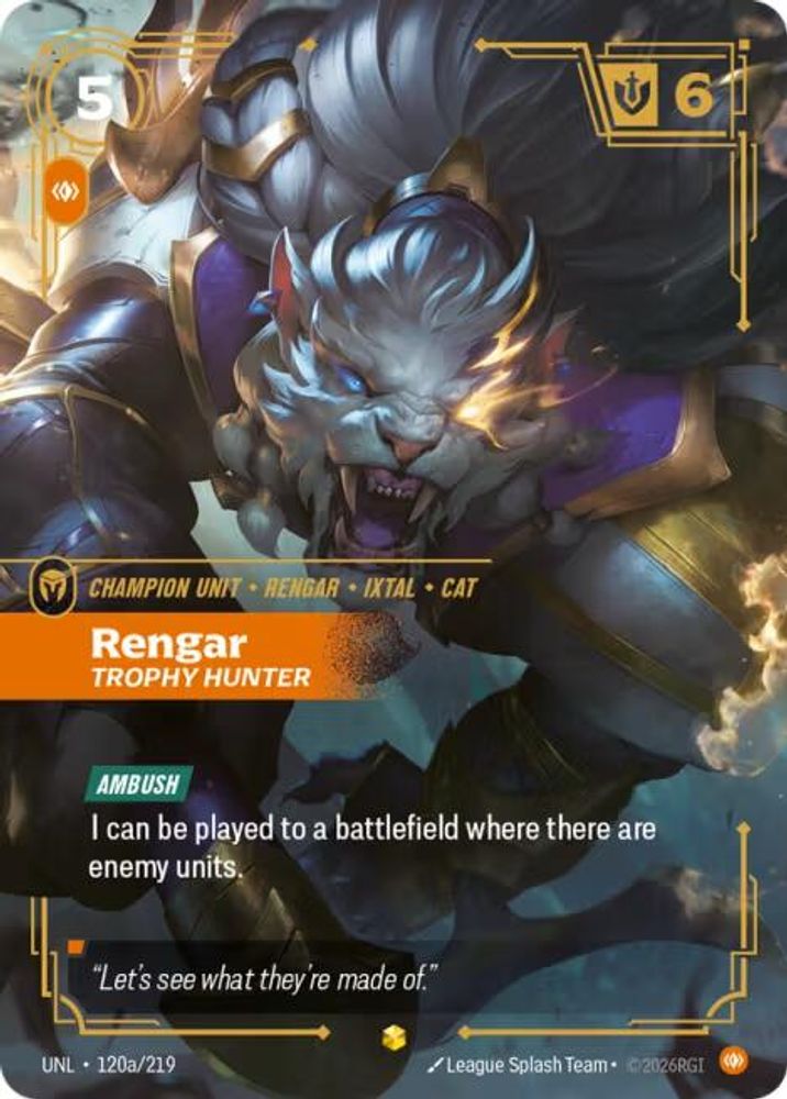 Rengar - Trophy Hunter (Alternate Art) (120a/219) - [Unleashed Foil] (Riftbound TCG)