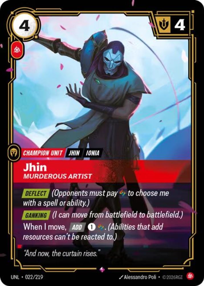 Jhin - Murderous Artist (022/219) - [Unleashed Foil] (Riftbound TCG)