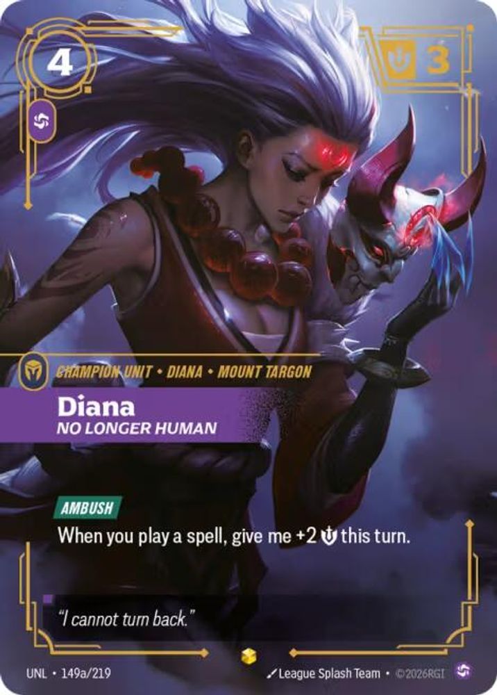 Diana - No Longer Human (Alternate Art) (149a/219) - [Unleashed Foil] (Riftbound TCG)