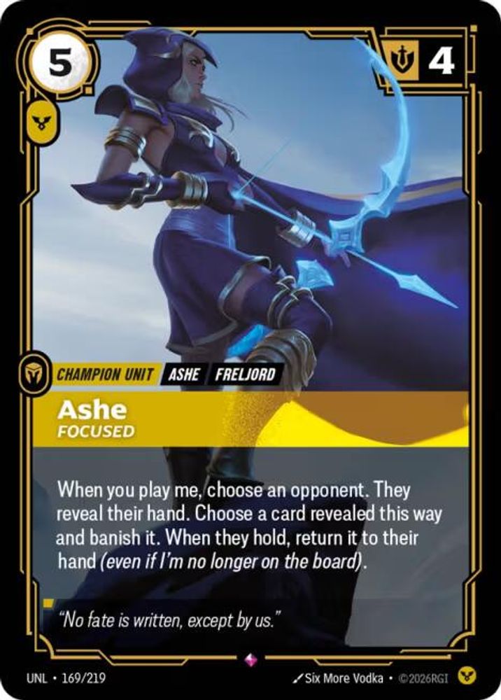 Ashe - Focused (169/219) - [Unleashed Foil] (Riftbound TCG)