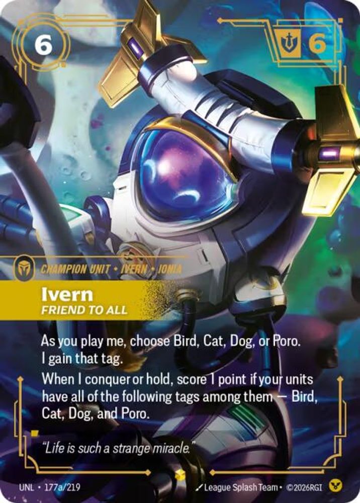 Ivern - Friend to All (Alternate Art) (177a/219) - [Unleashed Foil] (Riftbound TCG)