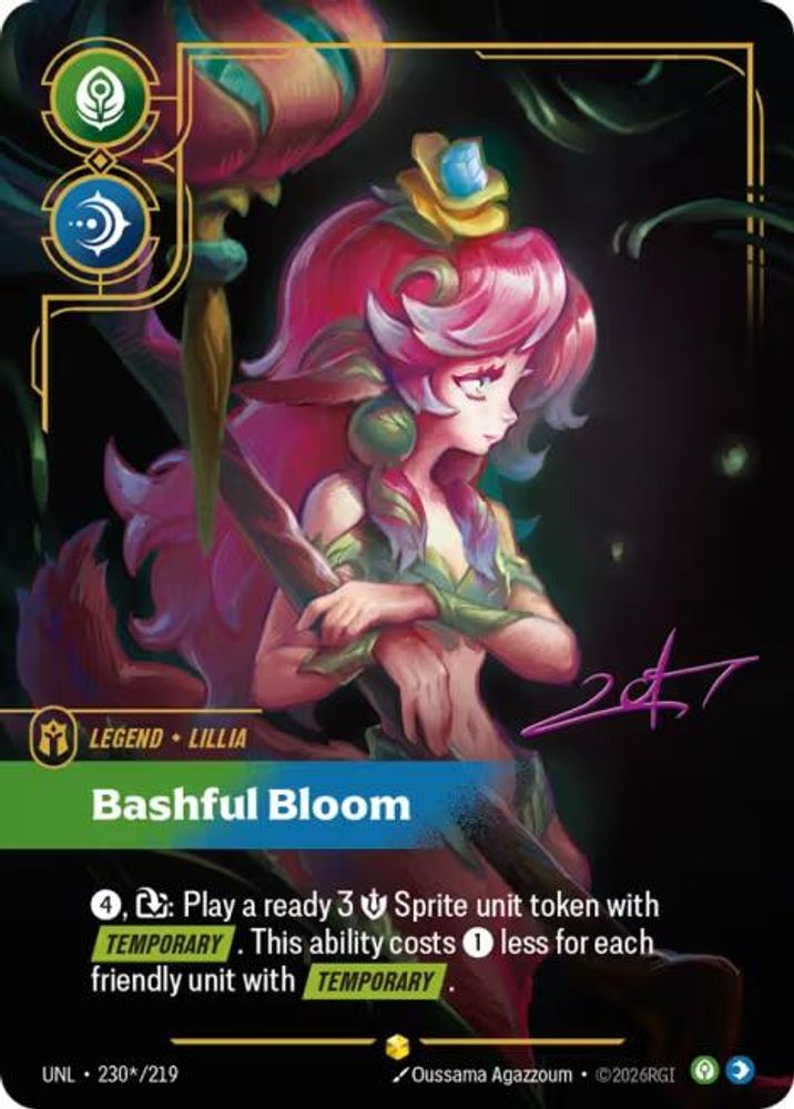 Lillia - Bashful Bloom (Signature) (230*/219) - [Unleashed Foil] (Riftbound TCG)