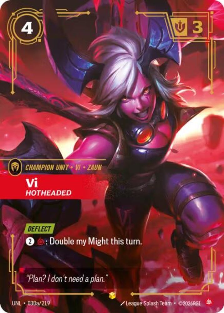 Vi - Hotheaded (Alternate Art) (030a/219) - [Unleashed Foil] (Riftbound TCG)
