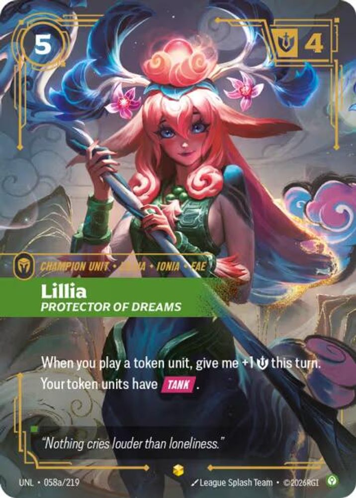 Lillia - Protector of Dreams (Alternate Art) (058a/219) - [Unleashed Foil] (Riftbound TCG)