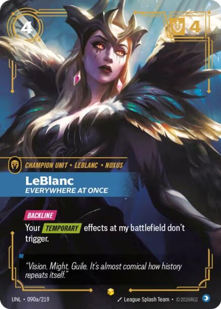 LeBlanc - Everywhere At Once (Alternate Art) (090a/219) - [Unleashed Foil] (Riftbound TCG)