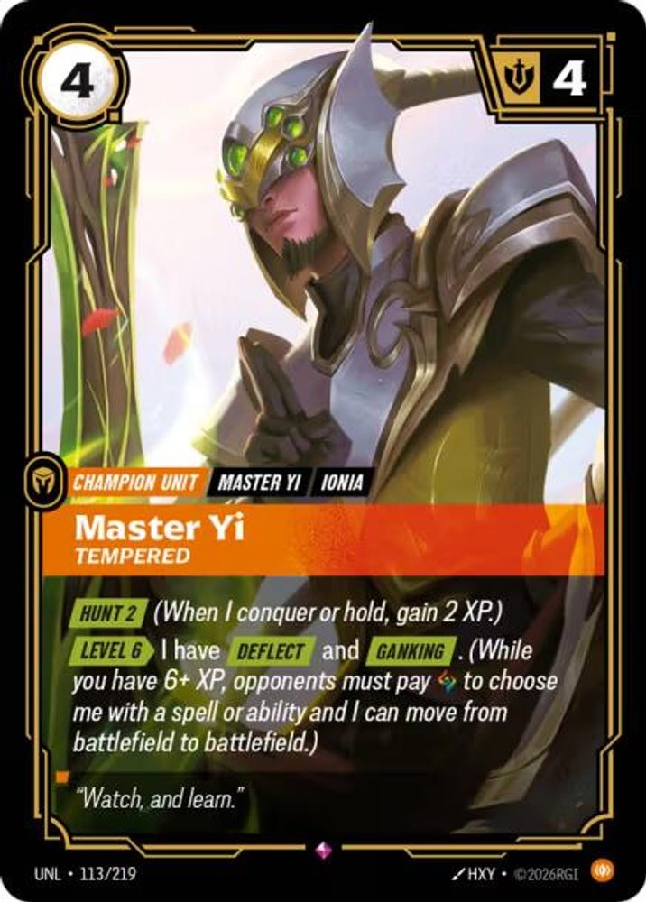 Master Yi - Tempered (113/219) - [Unleashed Foil] (Riftbound TCG)