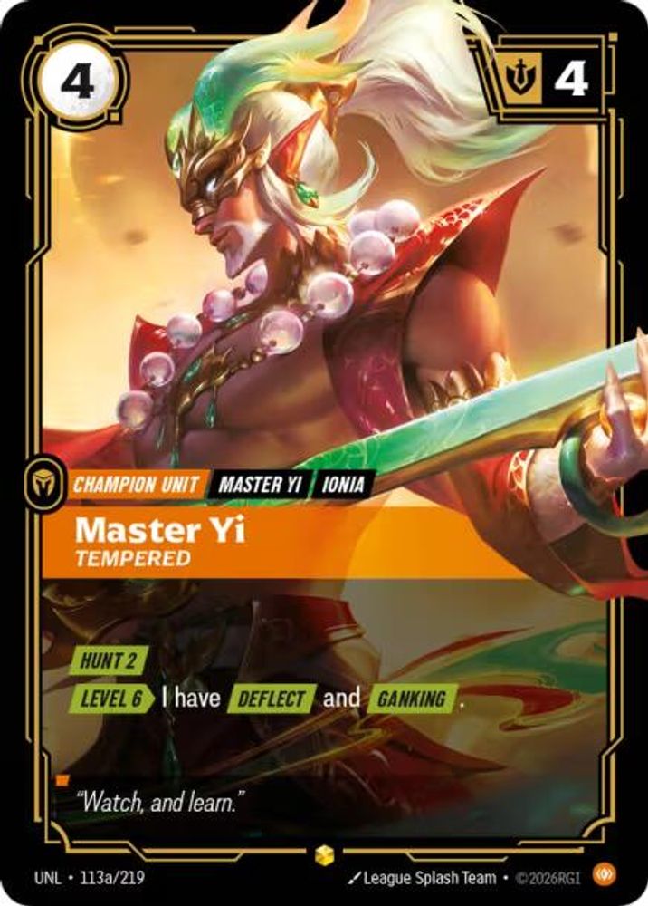 Master Yi - Tempered (Alternate Art) (113a/219) - [Unleashed Foil] (Riftbound TCG)