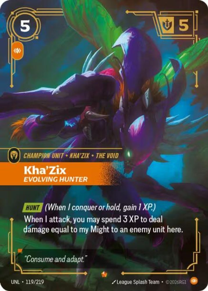 Kha'Zix - Evolving Hunter (119/219) - [Unleashed Foil] (Riftbound TCG)