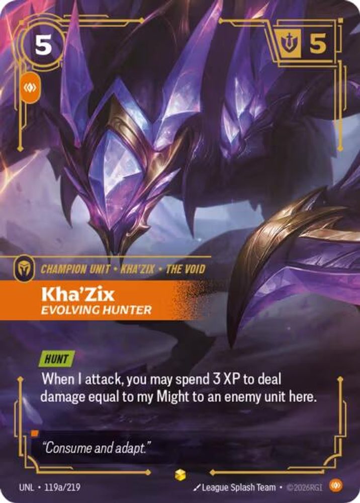 Kha'Zix - Evolving Hunter (Alternate Art) (119a/219) - [Unleashed Foil] (Riftbound TCG)