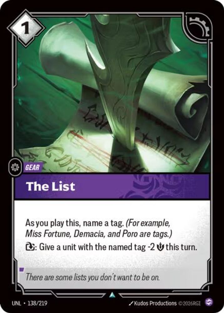 The List (138/219) - [Unleashed Foil] (Riftbound TCG)