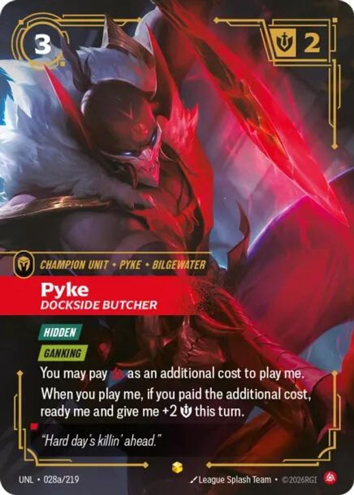 Pyke - Dockside Butcher (Alternate Art) (028a/219) - [Unleashed Foil] (Riftbound TCG)