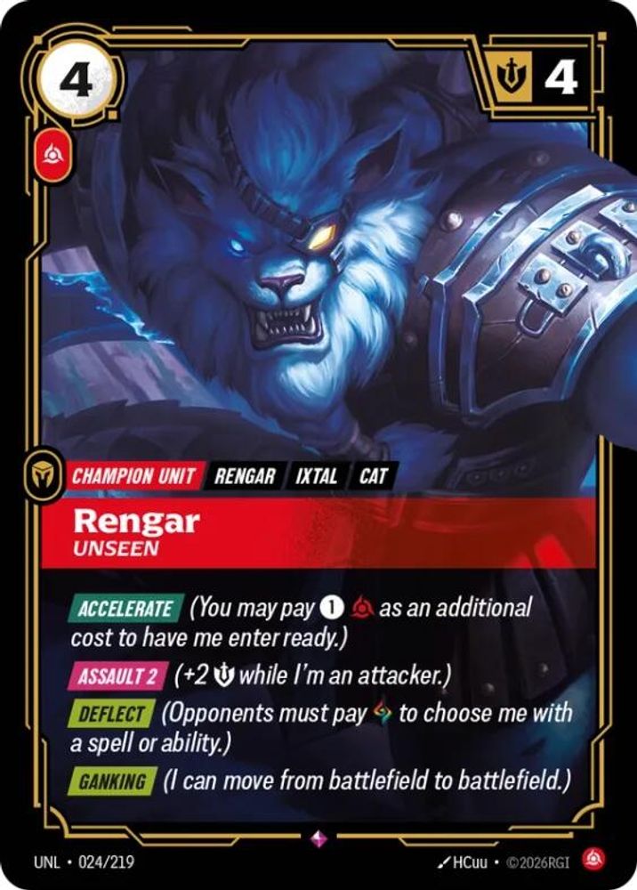 Rengar - Unseen (024/219) - [Unleashed Foil] (Riftbound TCG)