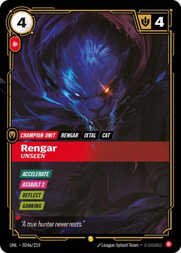 Rengar - Unseen (Alternate Art) (024a/219) - [Unleashed Foil] (Riftbound TCG)