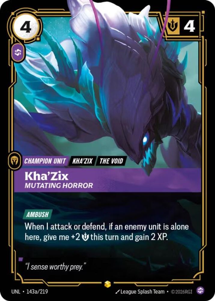 Kha'Zix - Mutating Horror (Alternate Art) (143a/219) - [Unleashed Foil] (Riftbound TCG)