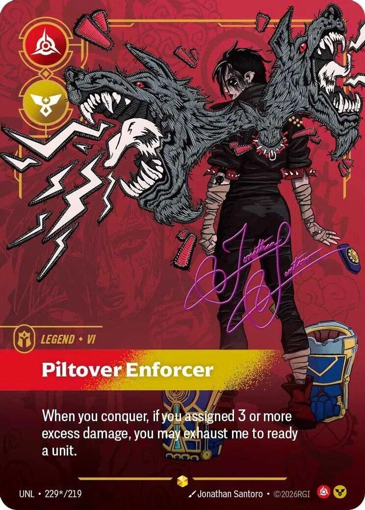 Vi - Piltover Enforcer (Signature) (225*/219) - [Unleashed Foil] (Riftbound TCG)