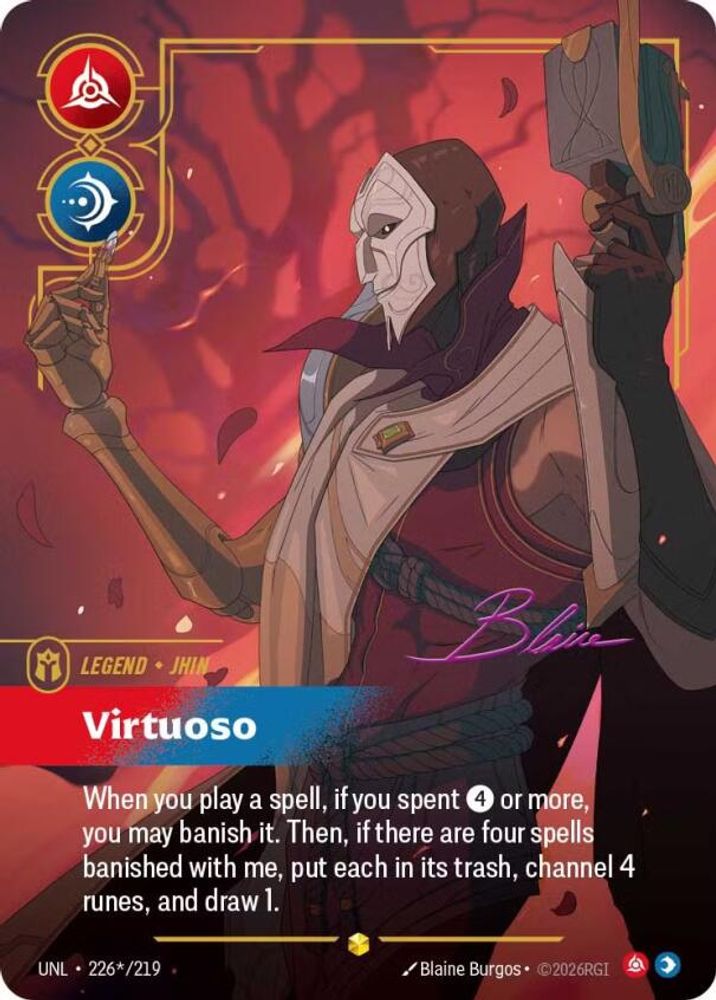 Jhin - Virtuoso (Signature) (226*/219) - [Unleashed Foil] (Riftbound TCG)