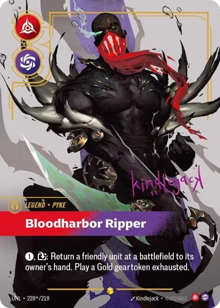Pyke - Bloodharbor Ripper (Signature) (228*/219) - [Unleashed Foil] (Riftbound TCG)