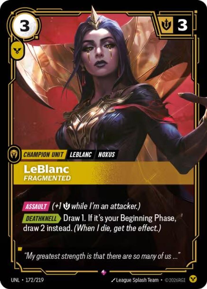 LeBlanc - Fragmented (172/219) - [Unleashed Foil] (Riftbound TCG)