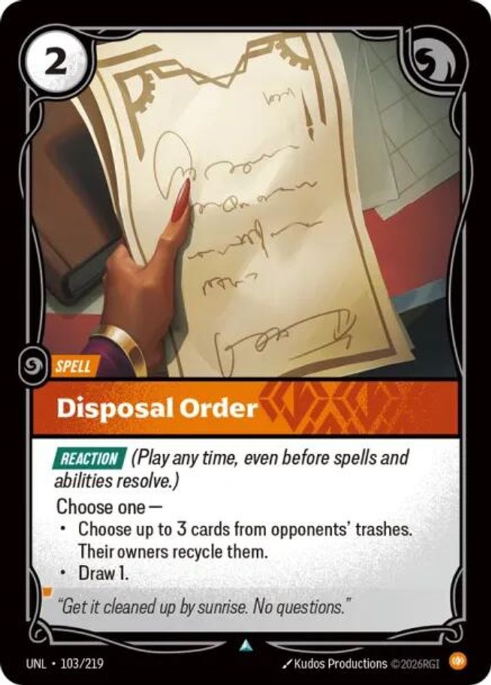 Disposal Order (103/219) - [Unleashed Foil] (Riftbound TCG)