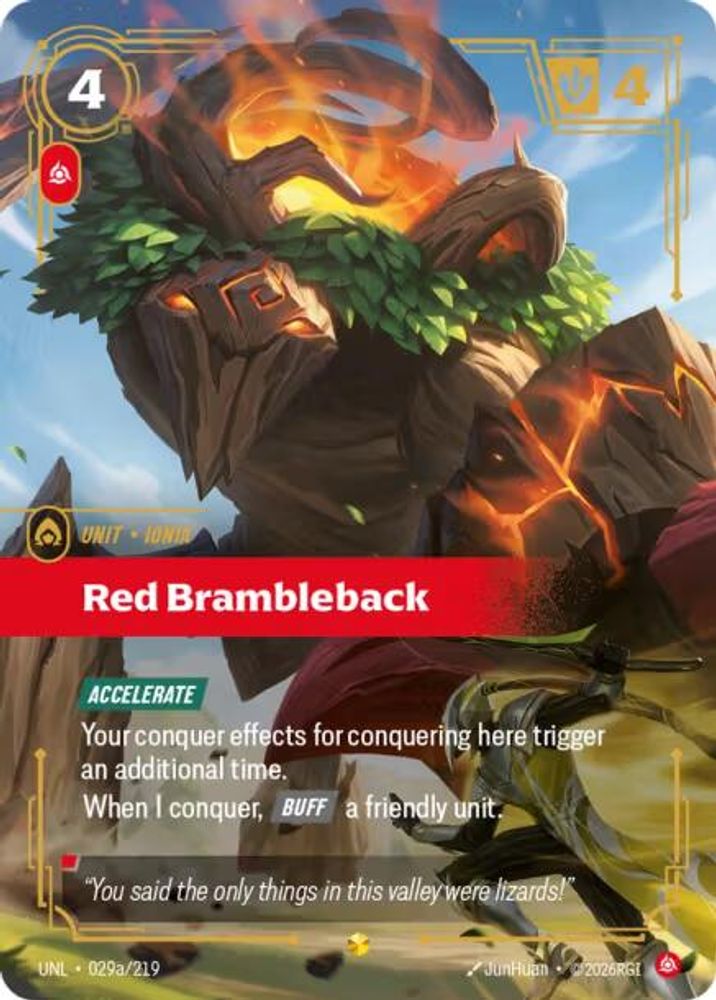 Red Brambleback (Alternate Art) (029a/219) - [Unleashed Foil] (Riftbound TCG)