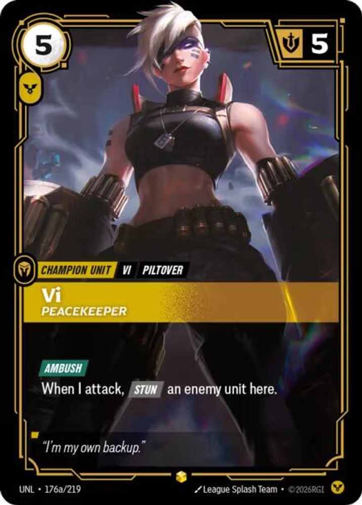 Vi - Peacekeeper (Alternate Art) (176a/219) - [Unleashed Foil] (Riftbound TCG)