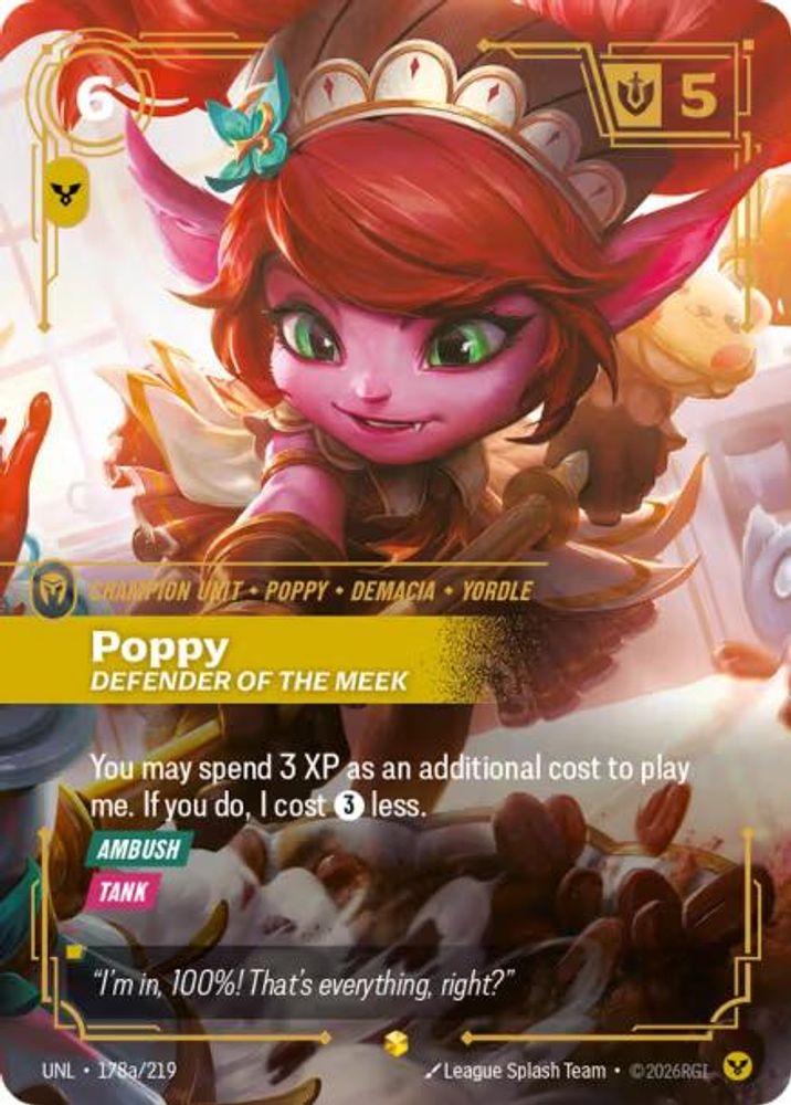 Poppy - Defender of the Meek (Alternate Art) (178a/219) - [Unleashed Foil] (Riftbound TCG)