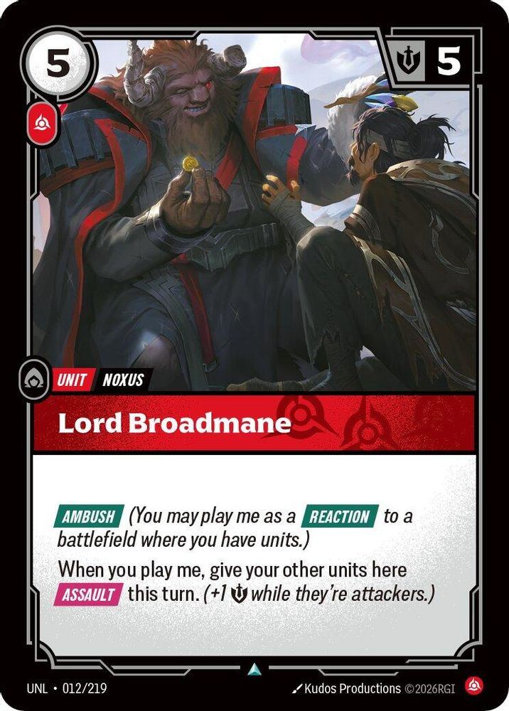 Lord Broadmane (012/219) - [Unleashed ] (Riftbound TCG)
