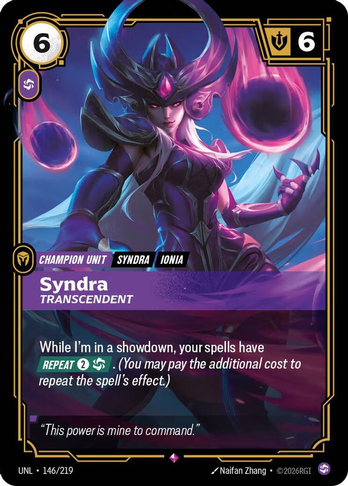 Syndra - Transcendent (146/219) - [Unleashed Foil] (Riftbound TCG)