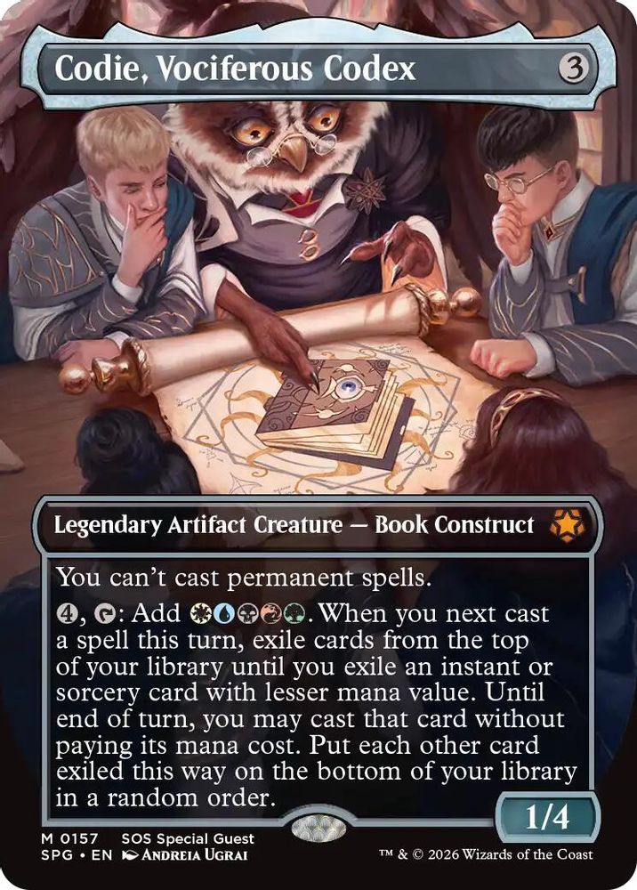 Codie, Vociferous Codex (Borderless) [Secrets of Strixhaven Special Guests]