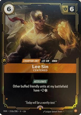 Lee Sin - Centered (151b/298) - Riftbound Organized Play Promotional Cards Foil (Riftbound TCG)