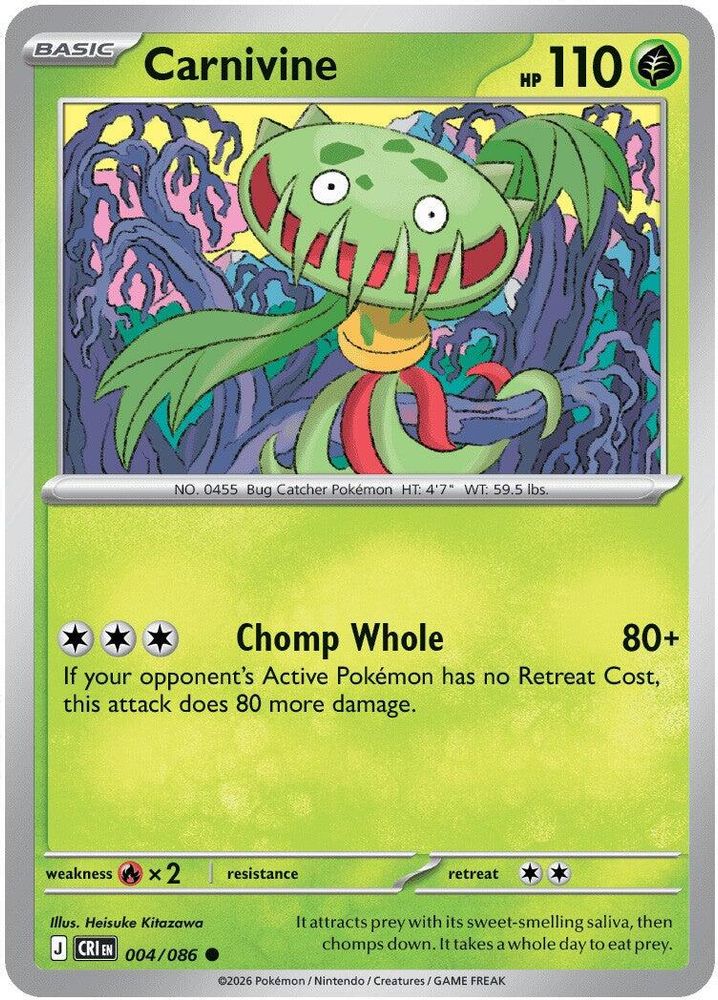 Carnivine 004  - Reverse Holofoil ME04 Chaos Rising - Common