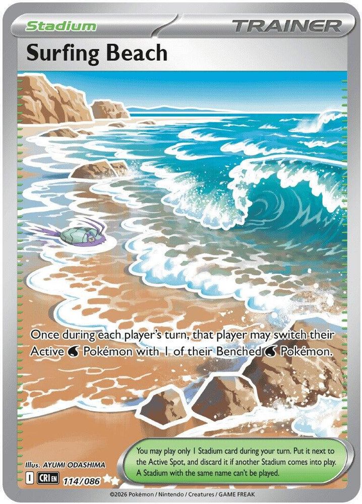 Surfing Beach 114  - Holofoil ME04 Chaos Rising - Ultra Rare