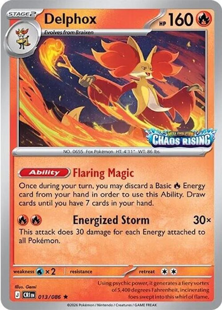 Delphox (Chaos Rising Stamped) 013/086  - Holofoil Miscellaneous Cards & Products - Rare