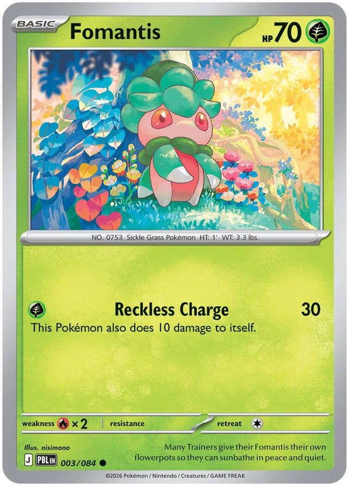 Fomantis 003/084 - Reverse Holofoil ME05 Pitch Black - Common
