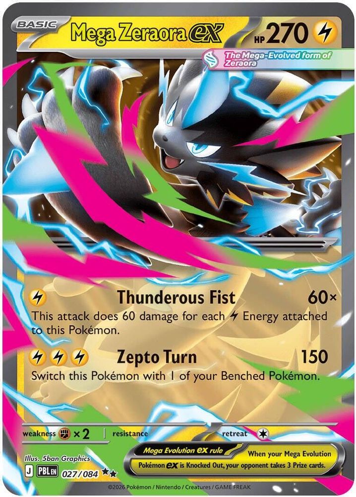 Mega Zeraora ex 027/084 - Holofoil ME05 Pitch Black - Double Rare