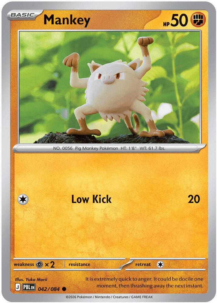 Mankey 042 - Reverse Holofoil ME05 Pitch Black - Common