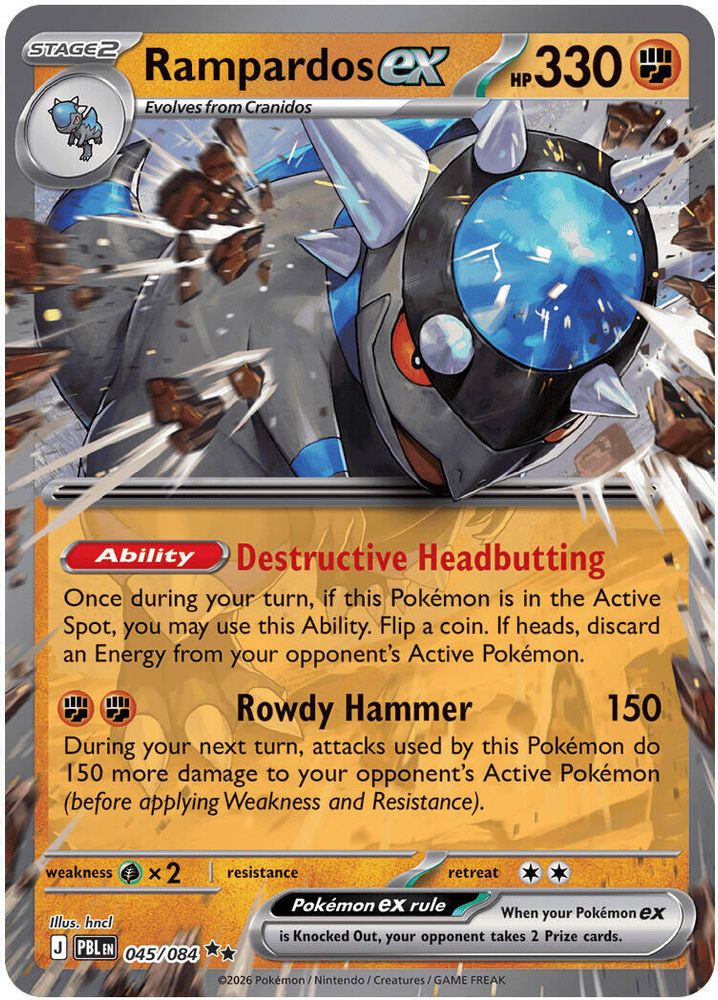 Rampardos ex 045/084 - Holofoil ME05 Pitch Black - Double Rare
