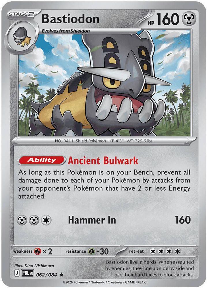 Bastiodon 062/084 - Holofoil ME05 Pitch Black - Rare