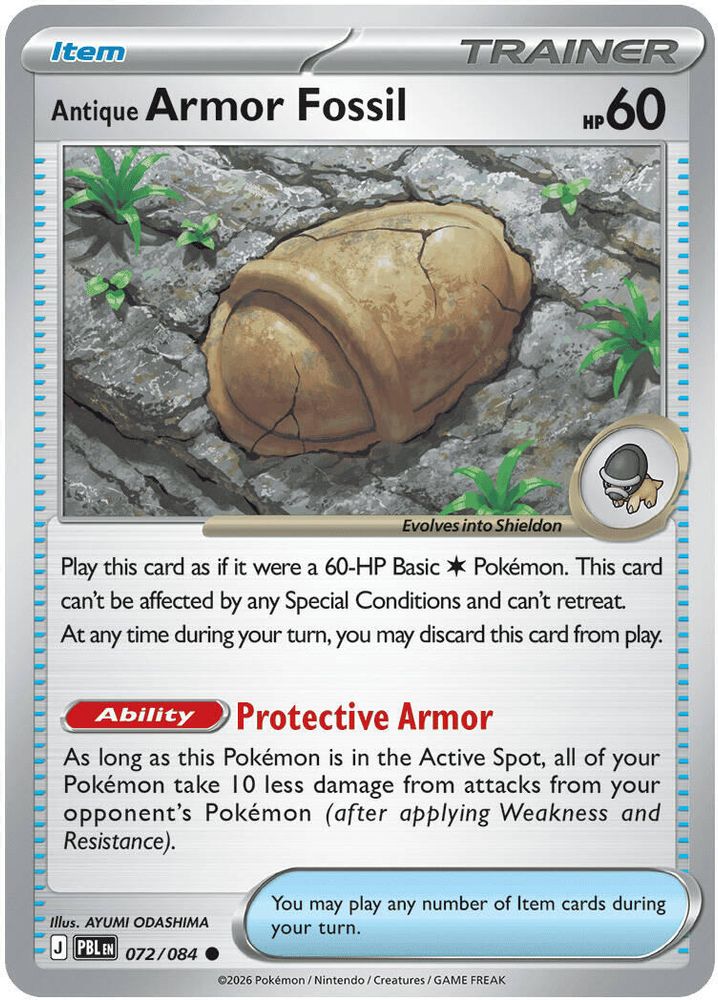Antique Armor Fossil 072 - Reverse Holofoil ME05 Pitch Black - Common