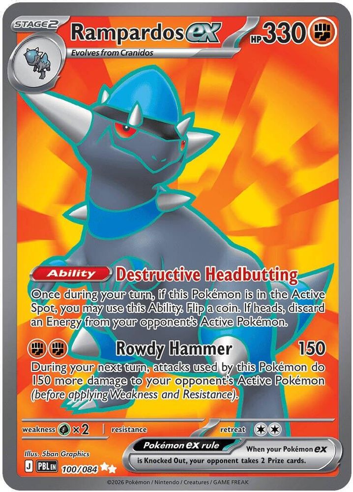 Rampardos ex 100/084 - Holofoil ME05 Pitch Black - Ultra Rare