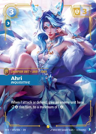 Ahri - Inquisitive (SP3/006) - Vendetta Foil (Riftbound TCG)