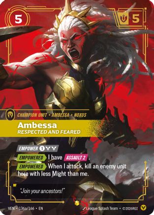 Ambessa - Respected and Feared (Alternate Art) (136a/166) - Vendetta Foil (Riftbound TCG)
