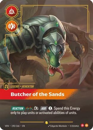 Renekton - Butcher of the Sands (Overnumbered) (190/166) - Vendetta Foil (Riftbound TCG)
