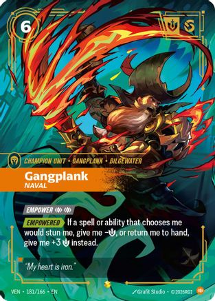 Gangplank - Naval (Overnumbered) (181/166) - Vendetta Foil (Riftbound TCG)