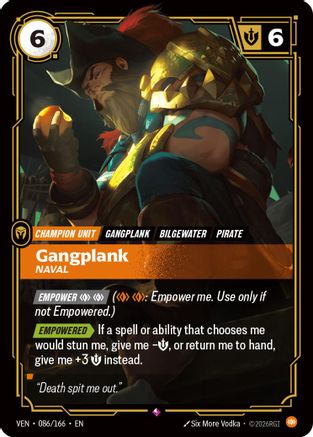 Gangplank - Naval (086/166) - Vendetta Foil (Riftbound TCG)