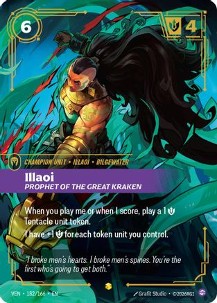 Illaoi - Prophet of the Great Kraken (Overnumbered) (182/166) - Vendetta Foil (Riftbound TCG)